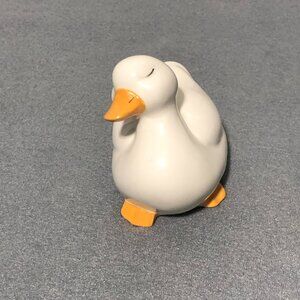 Lasting Products White Yellow Ceramic Duck Made In USA Hand Painted